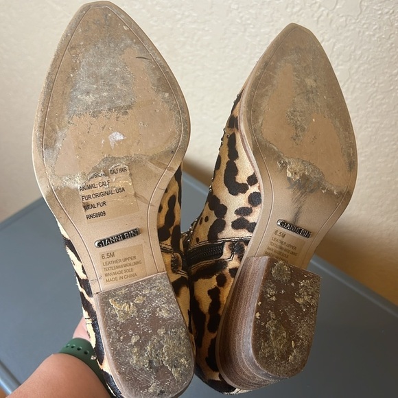 Gianni Bini Brycin Leopard Calf Hair Studded Western Booties 6.5M - Picture 6 of 11